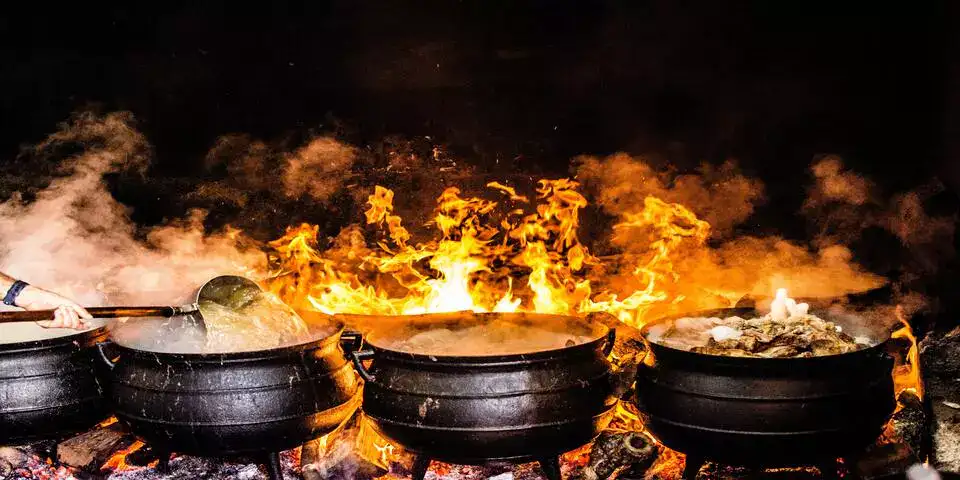 food cooking in large pots food cooking in large pots