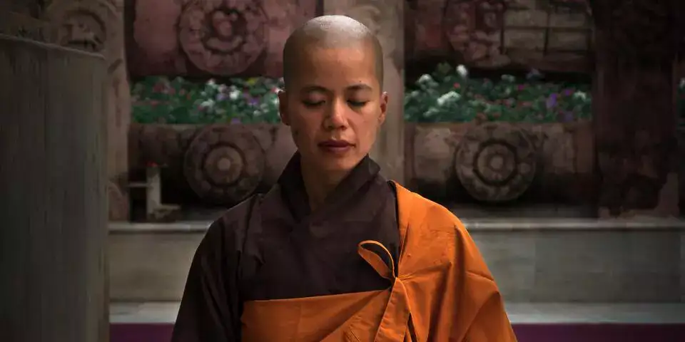 a meditative woman a meditative woman